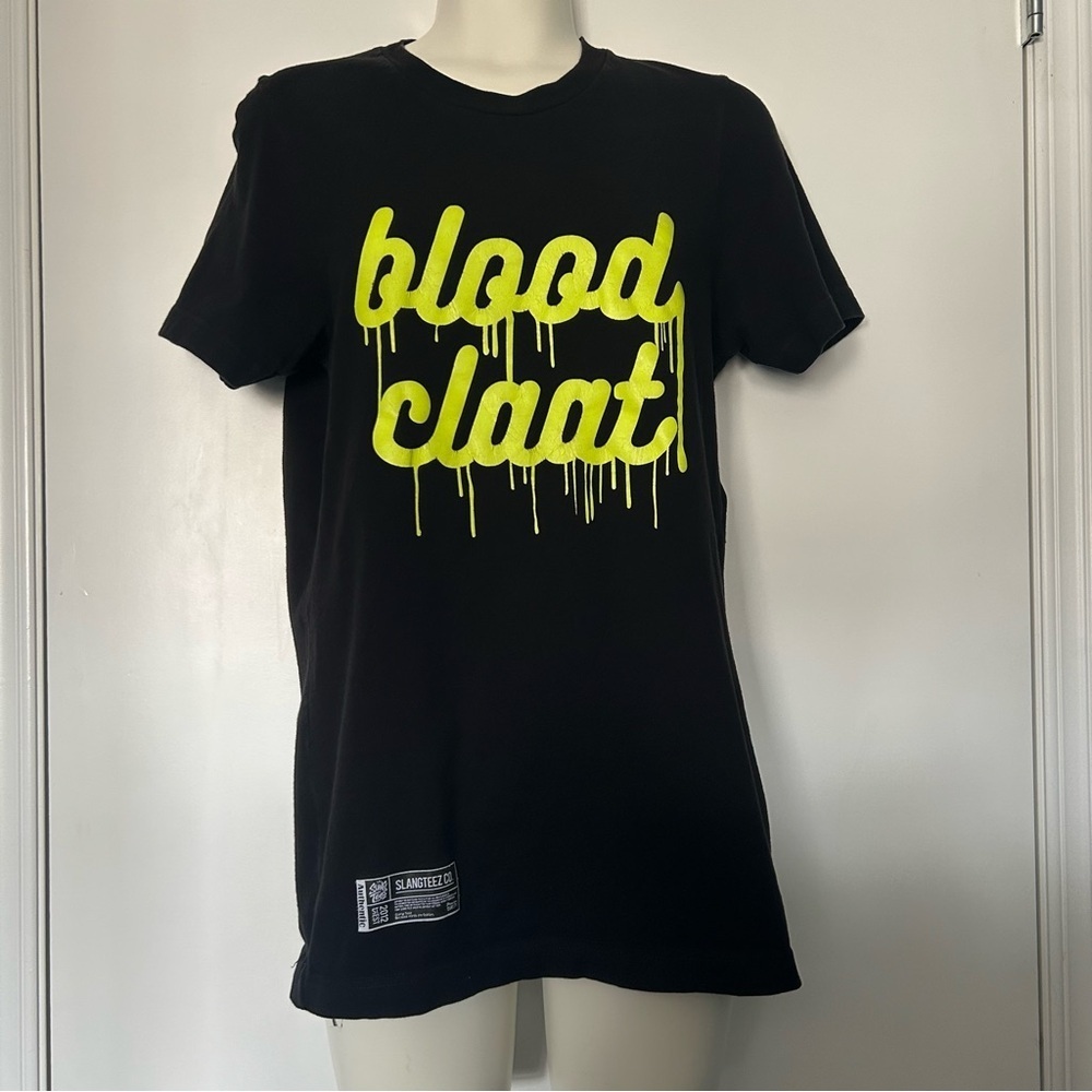 Slangteez Co. ‘Blood Claat’ Black & Neon Text Unisex Graphic T-shirt